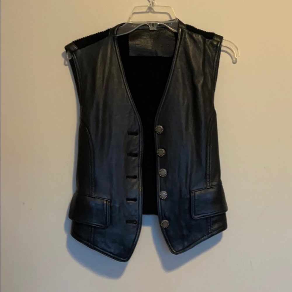 Vintage Black Leather And Knit VEST